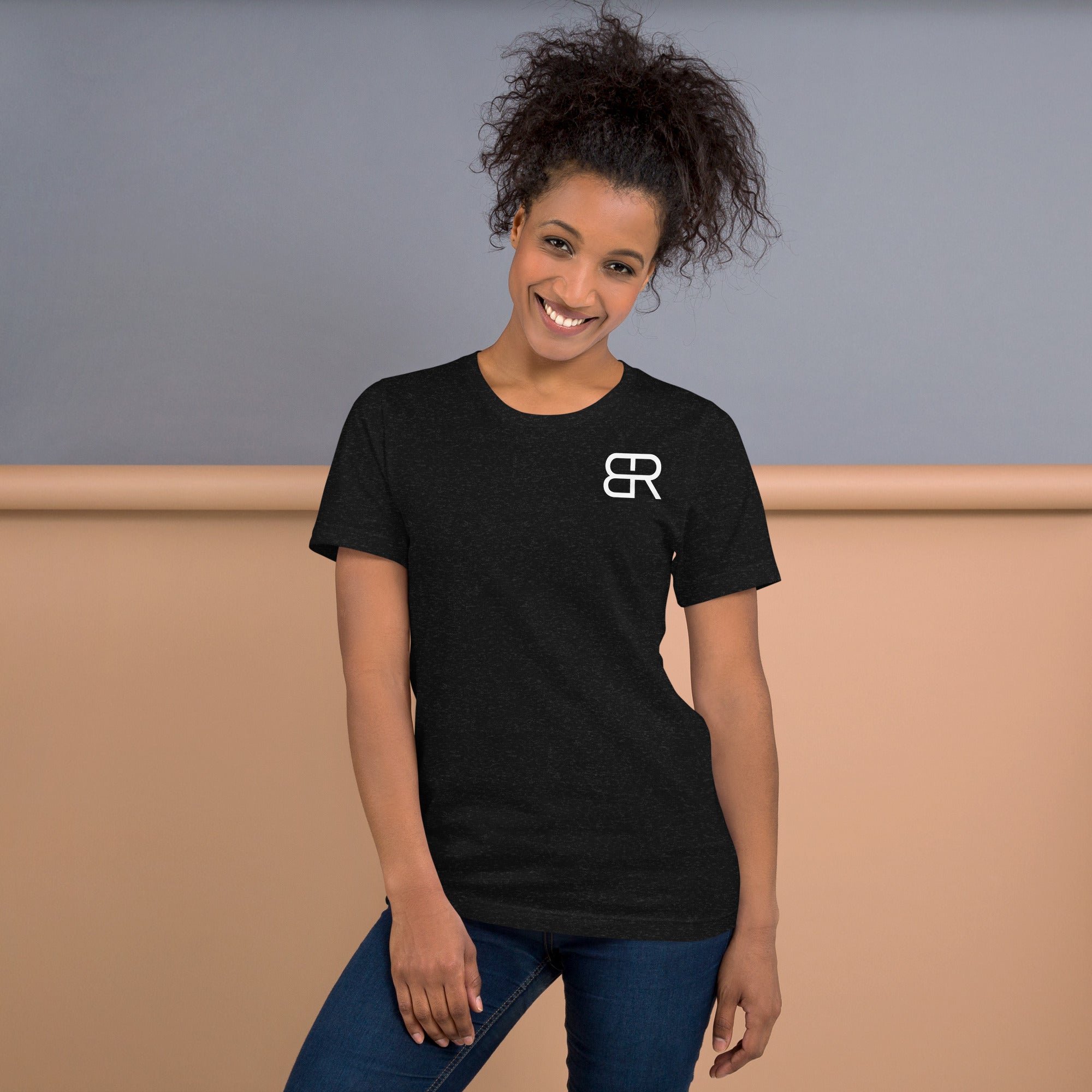 Camiseta de manga corta unisex negra  Black Rinod